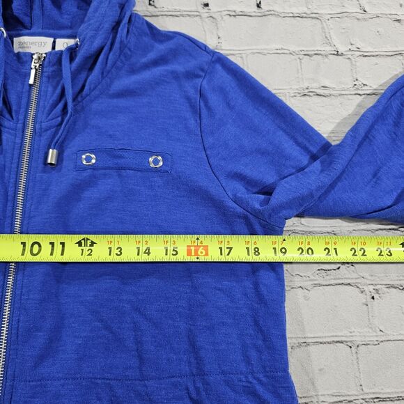 Zenergy By Chico’s Jacket Full Zip Hoodie Lightweight Blue WOMENS SIZE 0 (XS) - Picture 5 of 10